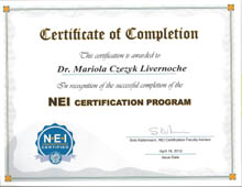 Le certificat NEI Program remis à Mariola Czezyk-Livernoche